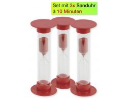 Einfache Maxi-Sanduhren 10 Minuten, rot, 3er-Pack